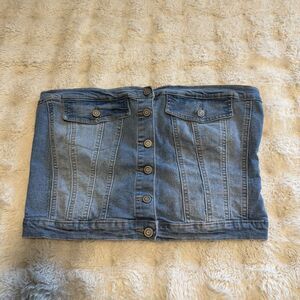 Project Rebel Denim Corset Top Womens Size XL Stretch Festival Boho Western